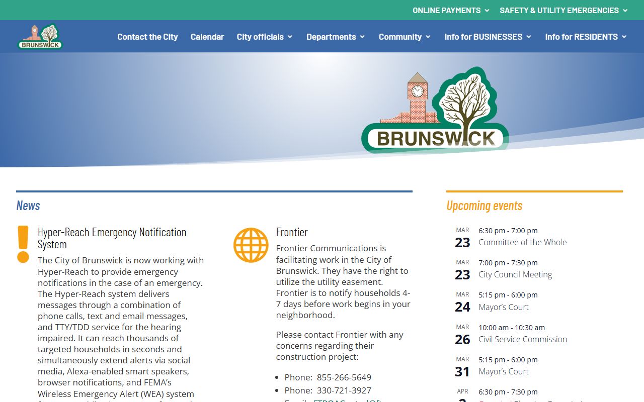 Brunswick city website used for white pages record searches