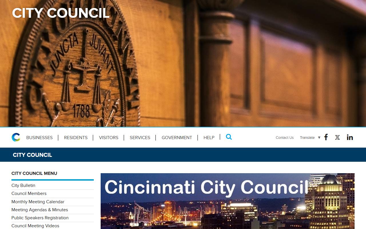 Cincinnati City Clerk office website for Cincinnati white pages records