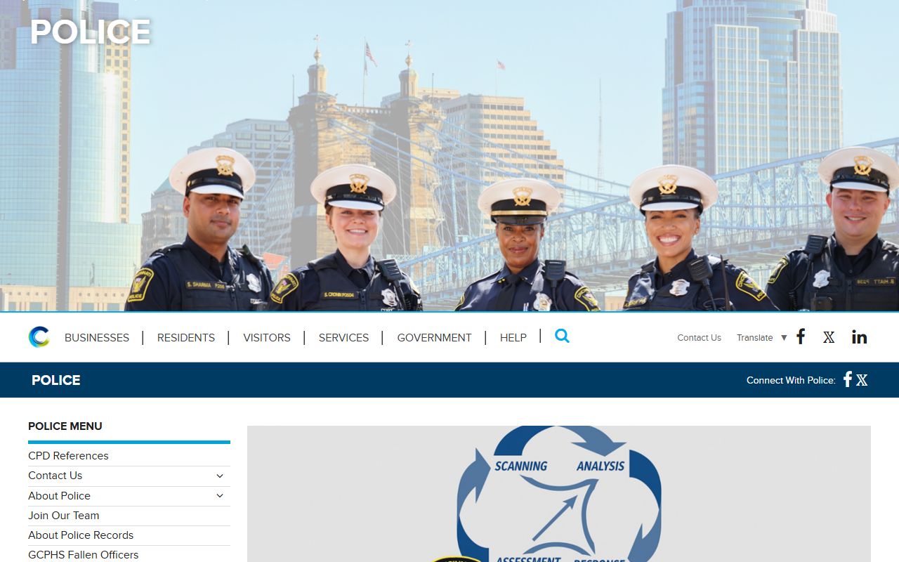 Cincinnati Police Department website for Cincinnati white pages records