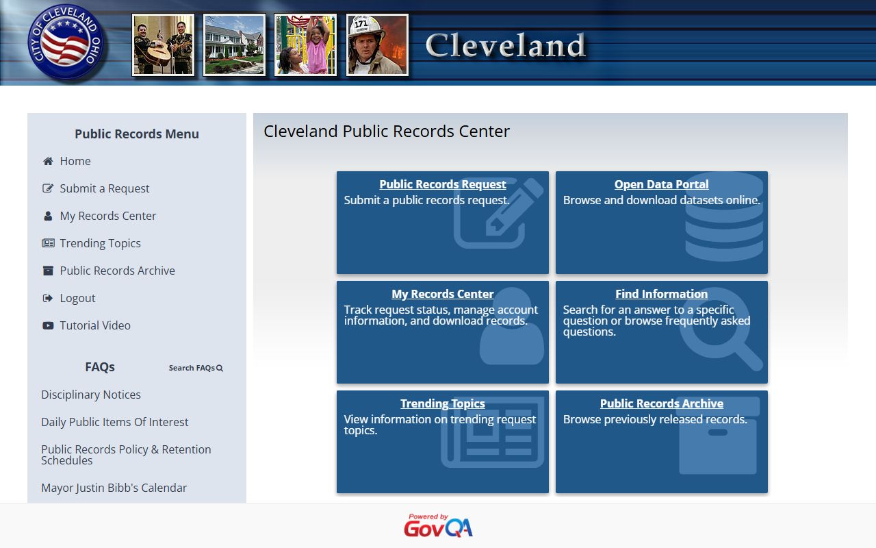Cleveland City Council GovQA records portal for Cleveland white pages