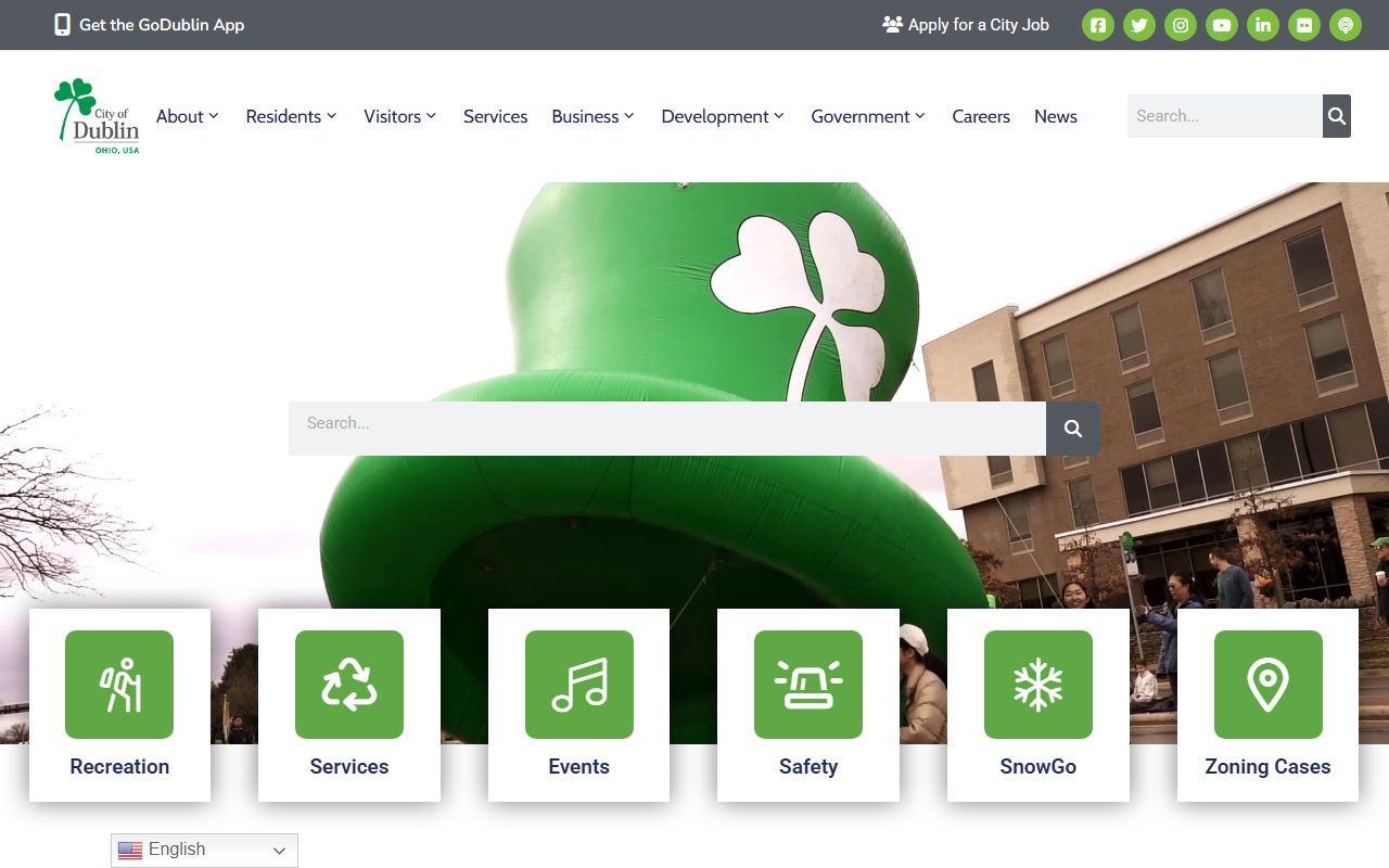 Dublin city website showing services and contacts for Dublin white pages searches