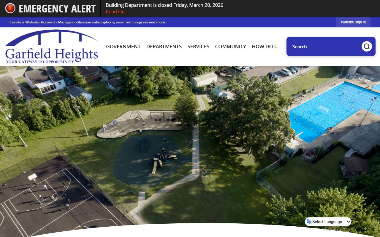 Garfield Heights city website for white pages research