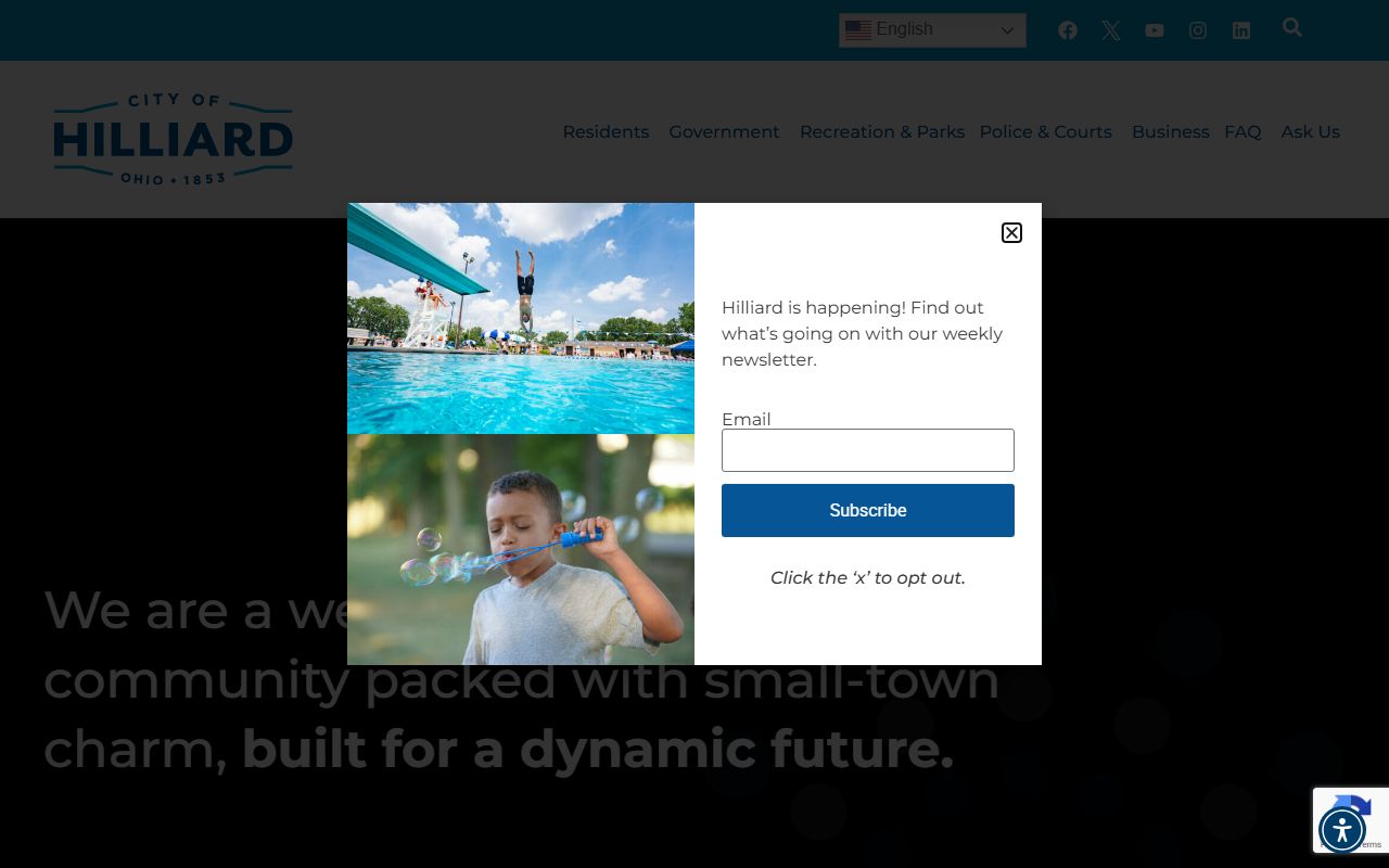 City of Hilliard website for white pages and public record searches
