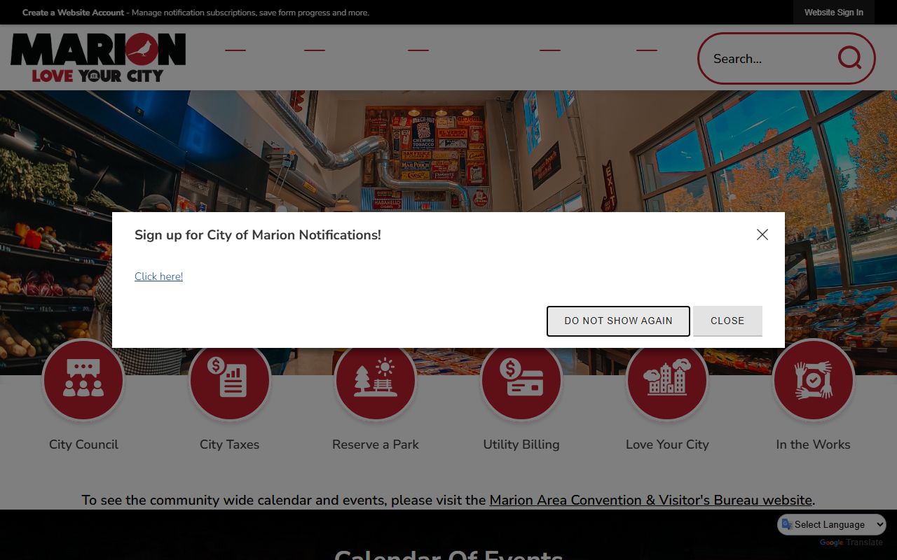 Marion city website used for white pages record searches