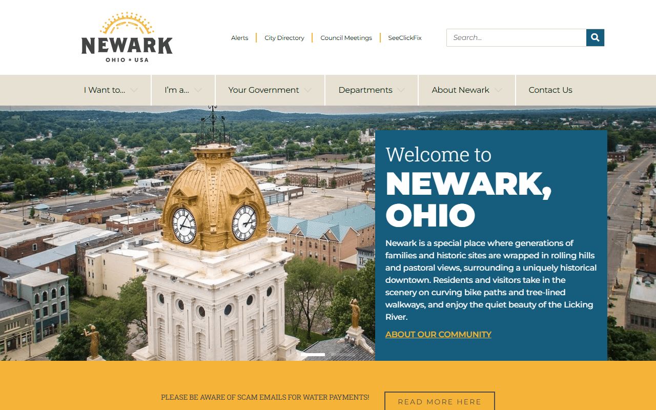 City of Newark website showing municipal services and public records links