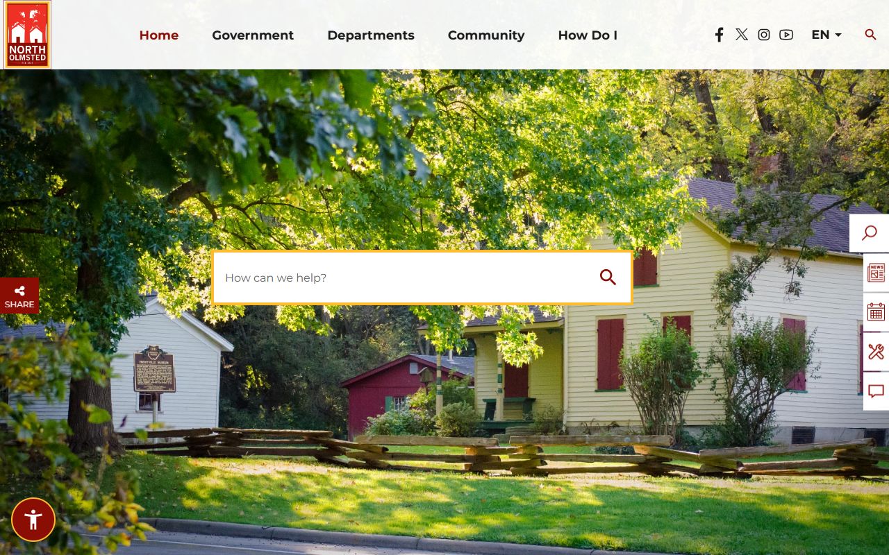 City of North Olmsted website for white pages lookups and public records