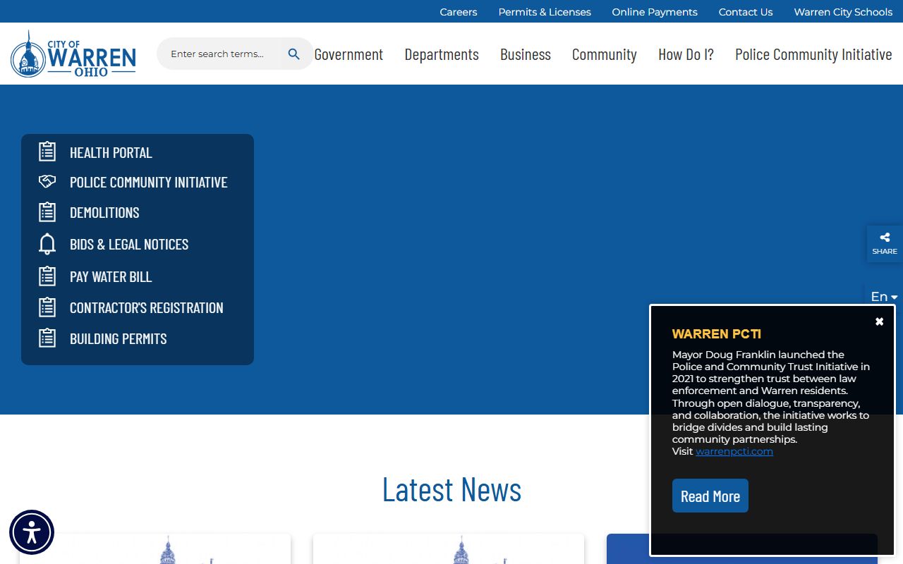 Warren Municipal Court search portal for Warren white pages lookups
