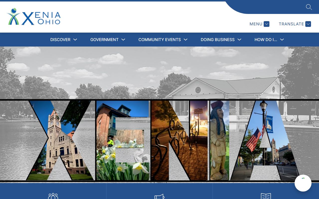 City of Xenia website showing municipal services and public records links