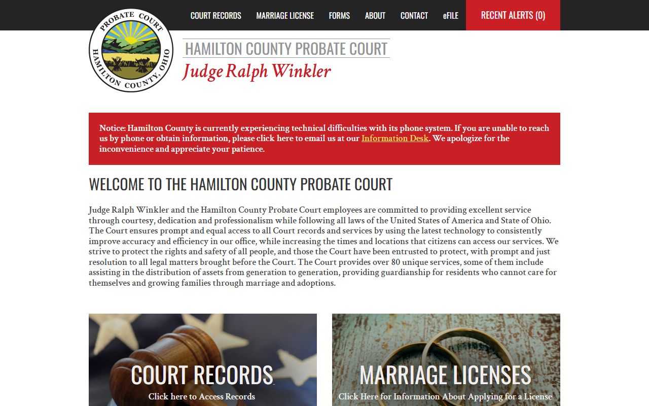 Hamilton County Clerk of Courts search portal for Hamilton County white pages