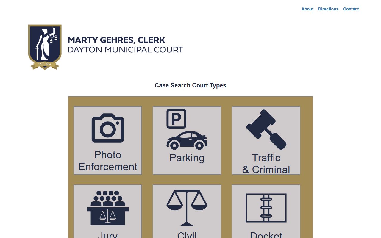 Dayton Municipal Court Clerk white pages search portal for Montgomery County