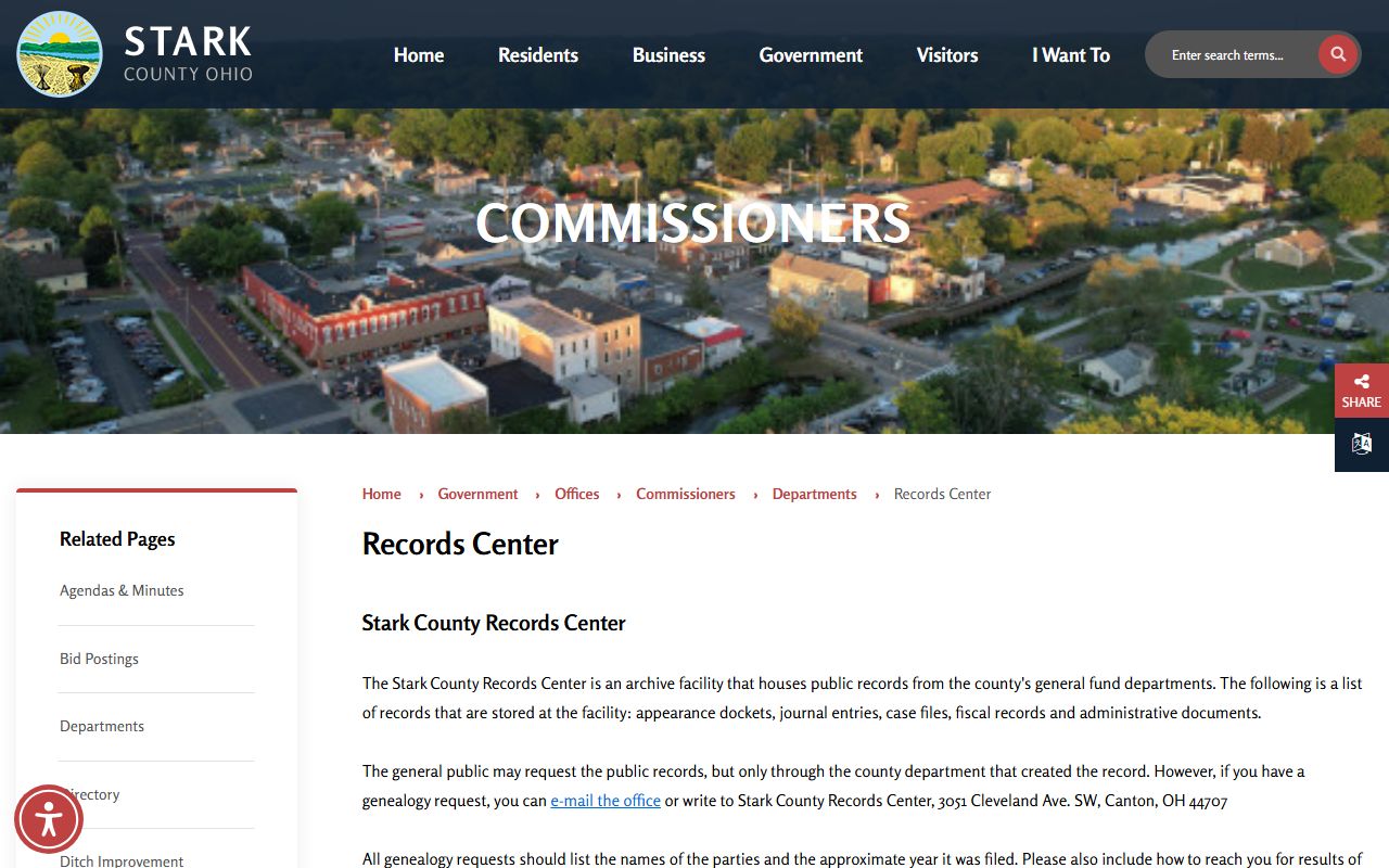 Stark County Clerk of Courts website for white pages searches