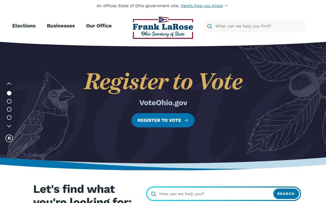 Ohio Secretary of State records search for Ohio white pages